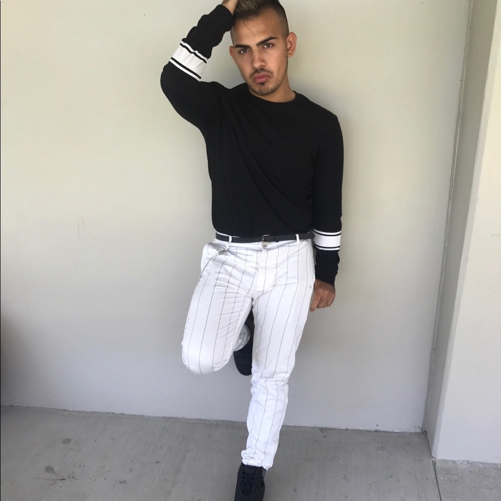 White striped pants from Zara